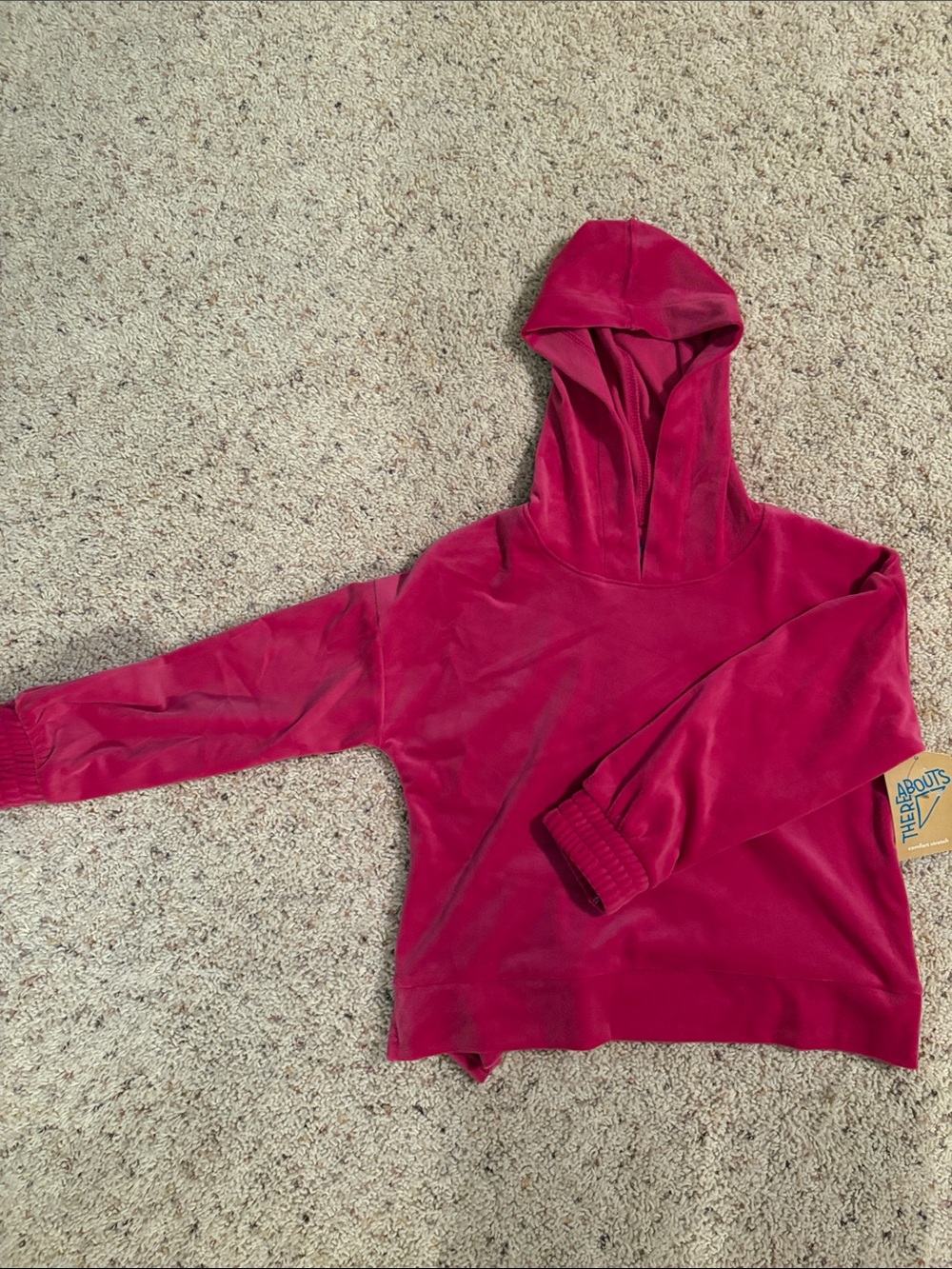 Girls Hooded Velour Sweatshirt - Fuchsia